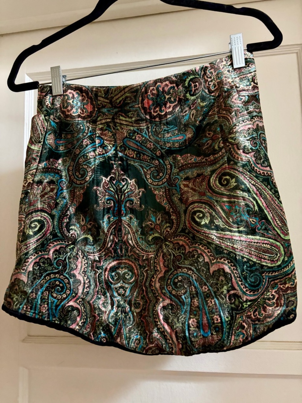 Zara Paisley Mini Skirt in Green and Pink - Picture 2 of 2